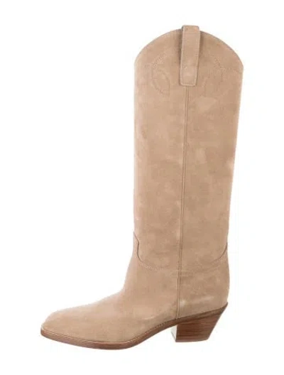 Pre-owned Ralph Lauren Suede Western Boots In Neutrals