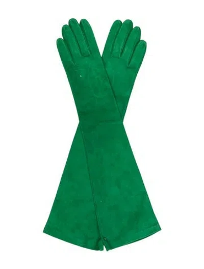 Pre-owned Ralph Lauren Suede Winter Gloves In Green