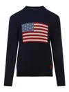 Ralph Lauren Flag Cashmere Knit Sweater In Black