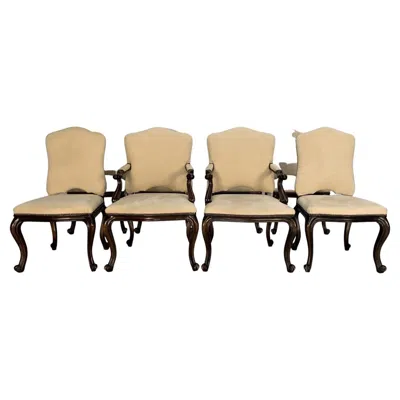 Pre-owned Ralph Lauren Suite Of 8  “noble Estate” Dining Chairs In Ivory Suede In White