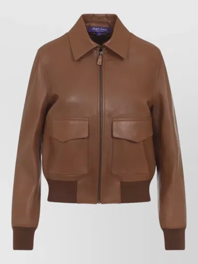 Ralph Lauren Sullivan Bomber Jacket Point Collar In Brown