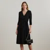 Ralph Lauren Surplice Jersey Dress In Black