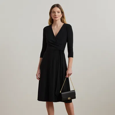 Ralph Lauren Surplice Jersey Dress In Black