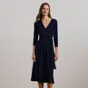 Ralph Lauren Surplice Jersey Dress In Blue