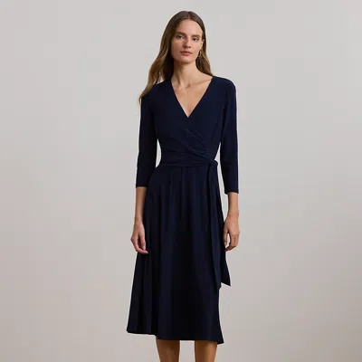 Ralph Lauren Surplice Jersey Dress In Blue
