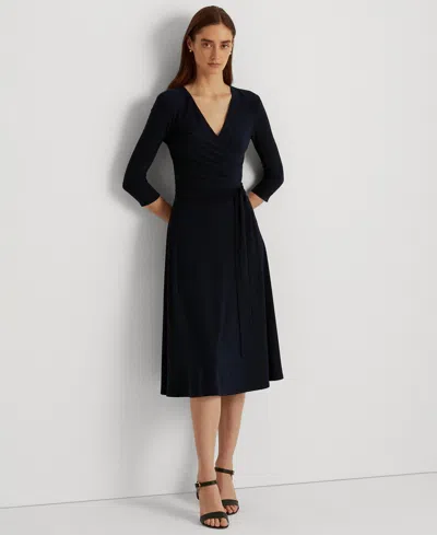 Ralph Lauren Surplice Jersey Dress In Blue