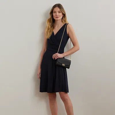 Ralph Lauren Surplice Jersey Sleeveless Dress In Lighthouse Navy