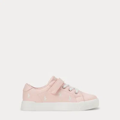 Ralph Lauren Kids' Sutton Polo Pony Canvas Ps Sneaker In Hint Of Pink Canvas