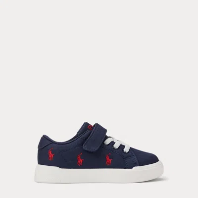 Ralph Lauren Kids' Sutton Polo Pony Canvas Ps Sneaker In Navy Canvas In Blue