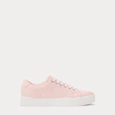 Ralph Lauren Kids' Sutton Polo Pony Canvas Sneaker In Hint Of Pink Canvas