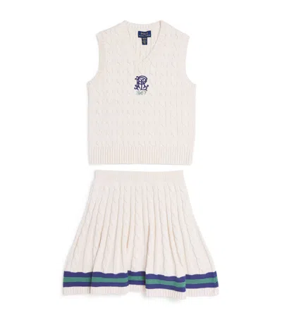 Ralph Lauren Kids' Jumper And Skirt Set In White