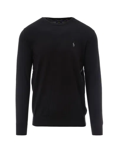 Polo Ralph Lauren Logo-embroidered Cable-knit Jumper In Black