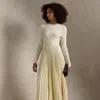 Polo Ralph Lauren Sweater-bodice Long-sleeve Dress In Authentic Cream