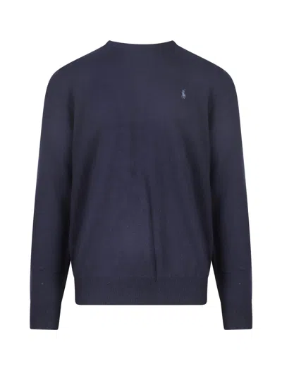 Ralph Lauren Round-neck Sweater With Logo In Hunter_navy