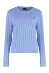Ralph Lauren Blue Crewneck Embroidered Logo Sweater In Blue
