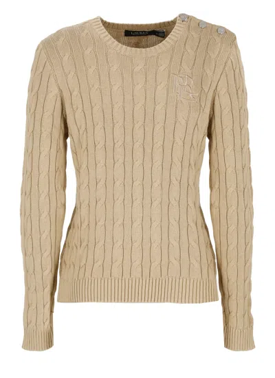 Ralph Lauren Sweater With Embroidered Logo In Nude