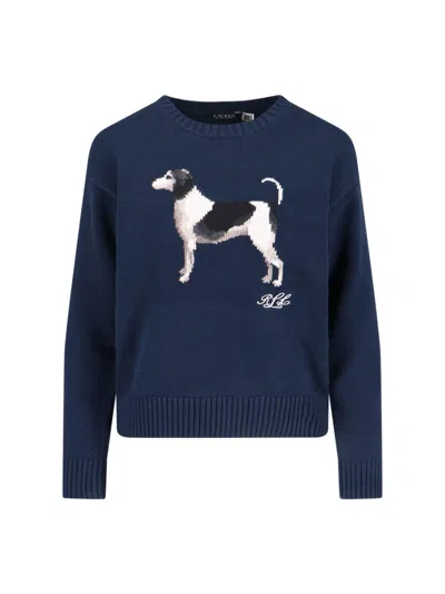 Ralph Lauren 'english Foxhound' Intarised Sweater In Blue