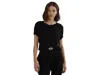 Ralph Lauren Sweater Women's Black Cotton Rib-knit Short Sleeve Ddr187 In Black