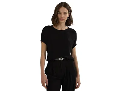 Ralph Lauren Sweater Women's Black Cotton Rib-knit Short Sleeve Ddr187