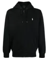 Ralph Lauren Cotton Hooded Sweatshirt With Ribbed Details In Black