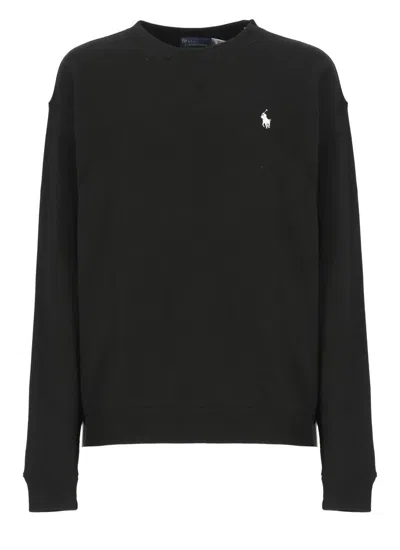 Polo Ralph Lauren Polo Ralph Lauren Cotton Fleece Crewneck Sweatshirt In Black