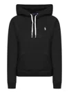 Polo Ralph Lauren Black Hoodie With Drawstring Hood And Pony Embroidery On The Front In Cotton Blend Woman In Black