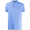 Ralph Lauren Button Collar Logo Polo Shirt In Blue