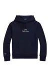 Polo Ralph Lauren Navy Blue Embroidered Logo Hoodie In Blue