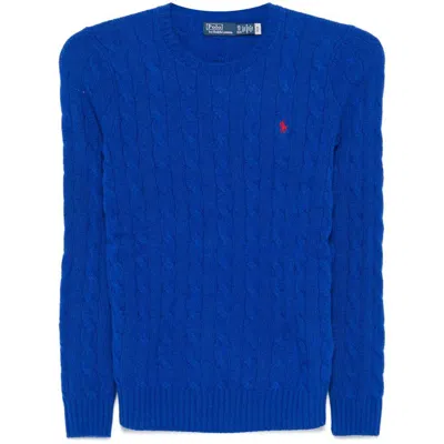 Ralph Lauren Cable-knit Cotton Crewneck Sweater In Rugby Royal