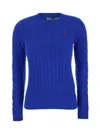 Ralph Lauren Cable-knit Cotton Crewneck Sweater In Blue