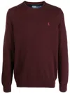 Polo Ralph Lauren Bordeaux Crewneck Sweater With Pony Logo Embroidered On The Front In Dark Red