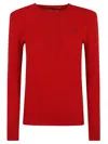 Polo Ralph Lauren Ralph Lauren Bright Hibiscus Cotton Cable-knit Crew Neck Sweater In Fall Red
