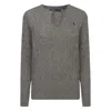 Ralph Lauren Logo Braided Sweater In Gray