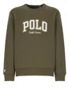 Ralph Lauren Olive Crewneck Embroidered Logo Sweatshirt In Green
