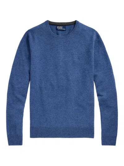 Ralph Lauren Embroidered-logo Crew-neck Sweater In Blue