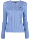 Ralph Lauren Cotton Cable-knit Crew Neck Sweater New Blue Litchfield In Multicolor