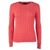 Polo Ralph Lauren Ralph Lauren Plaited Cotton Crewneck Pullover In Orange