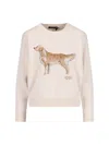 Ralph Lauren Golden Retriever Inlaid Sweater In White