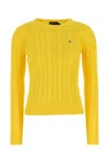 Ralph Lauren Logo Crew Neck Sweater In Yellow