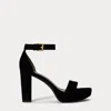 Ralph Lauren Sylvia Suede Platform Sandal In Black