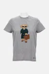 Ralph Lauren Bear Graphic Print Tshirt With Short Sleeves In Gray