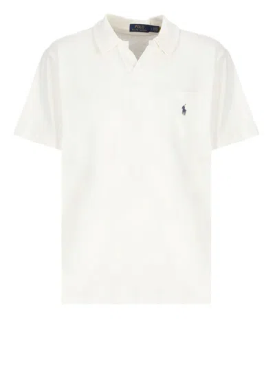 Ralph Lauren White Terry Cloth Polo Shirt In Neutral