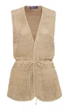 Polo Ralph Lauren Tabetha Leather Vest In Nude