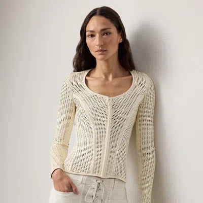 Ralph Lauren Tabetha Woven Lambskin Jacket In Neutral