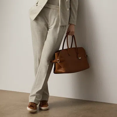 Ralph Lauren Tailored Cotton-cashmere Fleece Pant In Gray