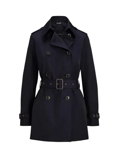 Ralph Lauren Tailored Double-breasted Trench Coat With Belted Waist In Black