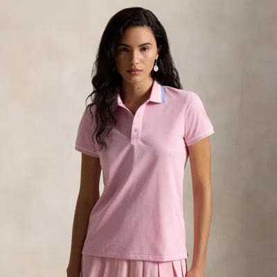 Ralph Lauren Tailored Fit Jersey Polo Shirt In Light Pink/blue Mist