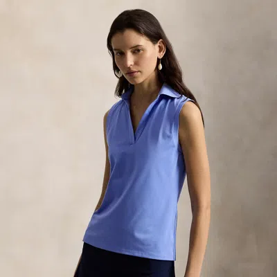 Ralph Lauren Tailored Fit Sleeveless Polo Shirt In Blue Mist