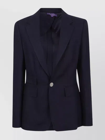 Ralph Lauren Tailored Jacket With Notched Lapel And Front Flap Pockets In Blue