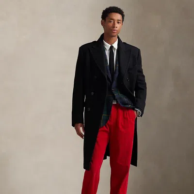 Ralph Lauren Tailored Melton Wool-blend Topcoat In Black